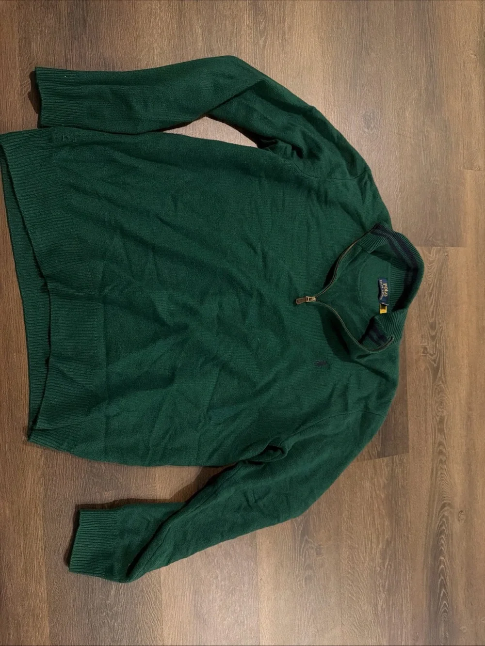 Polo by Ralph Lauren Wool Cashmere Dark Green Quarter-Zip Sweater